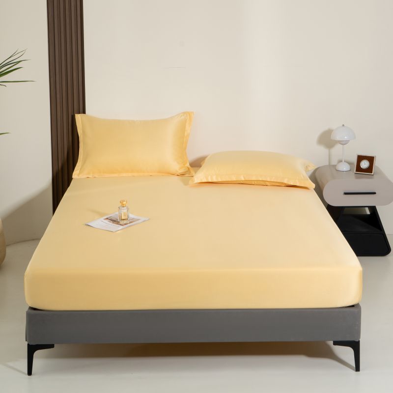 Drap de lit uni en Tencel lavé, 1 pièce, en soie glacée fraîche, protège-matelas en soie_voghion.com