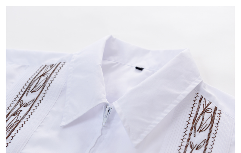 Camicia Guayabella a quattro tasche con cerniera, camicia pull-up da uomo a maniche corte_voghion.com