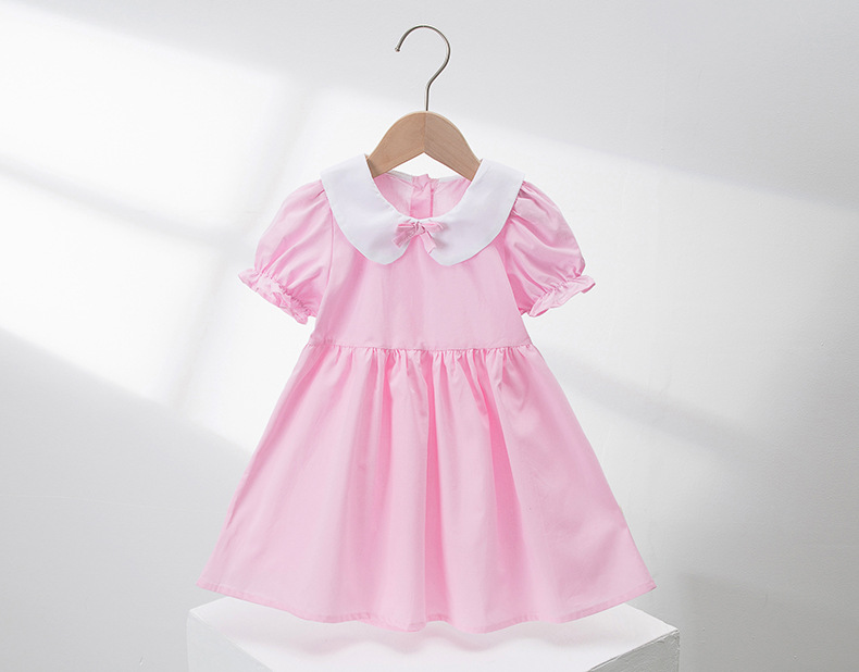 Mother&Kids Abito con colletto per bambola per bambini Gonna estiva per bambini con gonna da principessa con maniche a palloncino_voghion.com