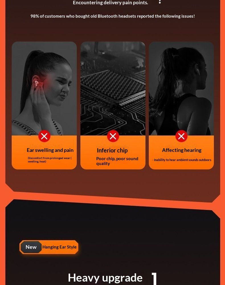 Free Shipping Huaqiangbei Over-Ear Bluetooth Wireless Noise Cancelling Open-Ear Non-In-Ear New Running Sports Headphones_voghion.com