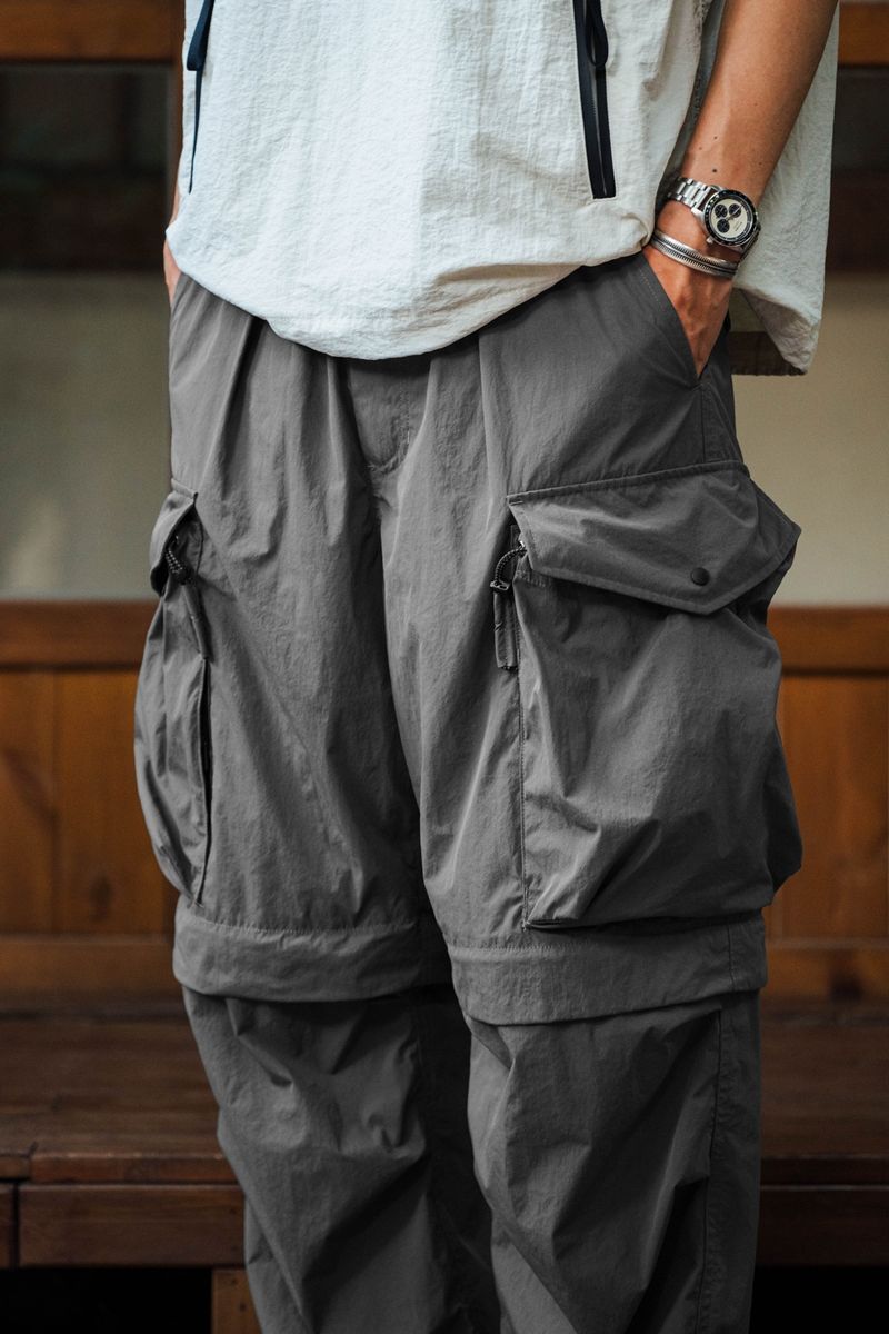 Men's Clothing Three Proof Quick Drying Detachable Workwear Pockets Outdoor Functional Loose Straight Trousers_voghion.com