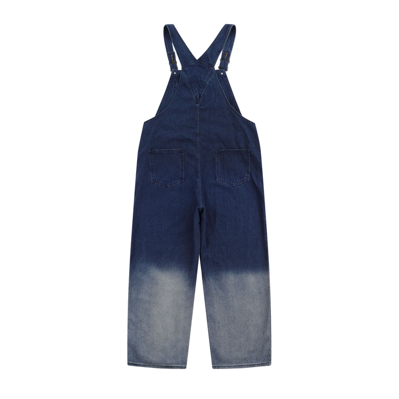 Salopette en denim brodée d'étoiles dégradées tie-dye vintage pour hommes_voghion.com
