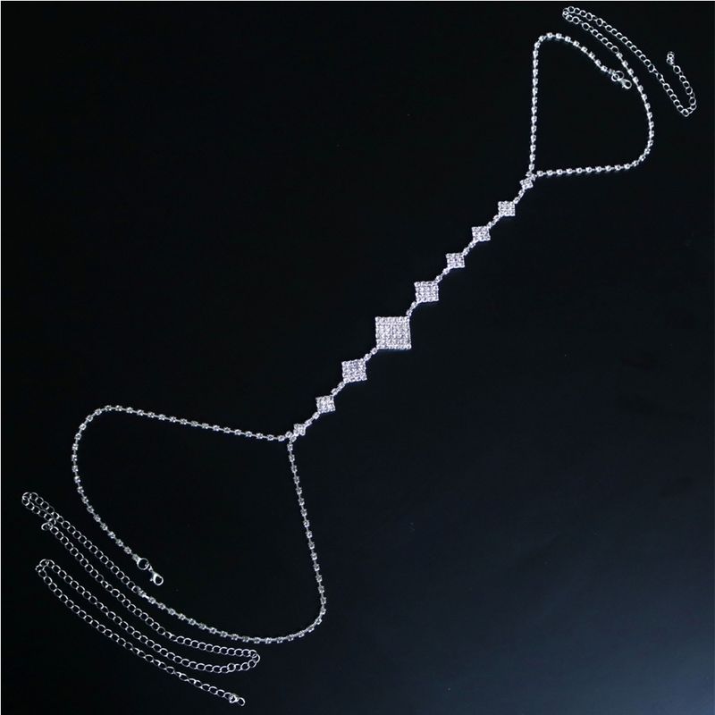 Damenschmuck Geometrische Strass-Körperkette Elegante Vintage-Kristall-Brustkette Für Hochzeitsfeiern Ausgehen Kette Körperkette_voghion.com