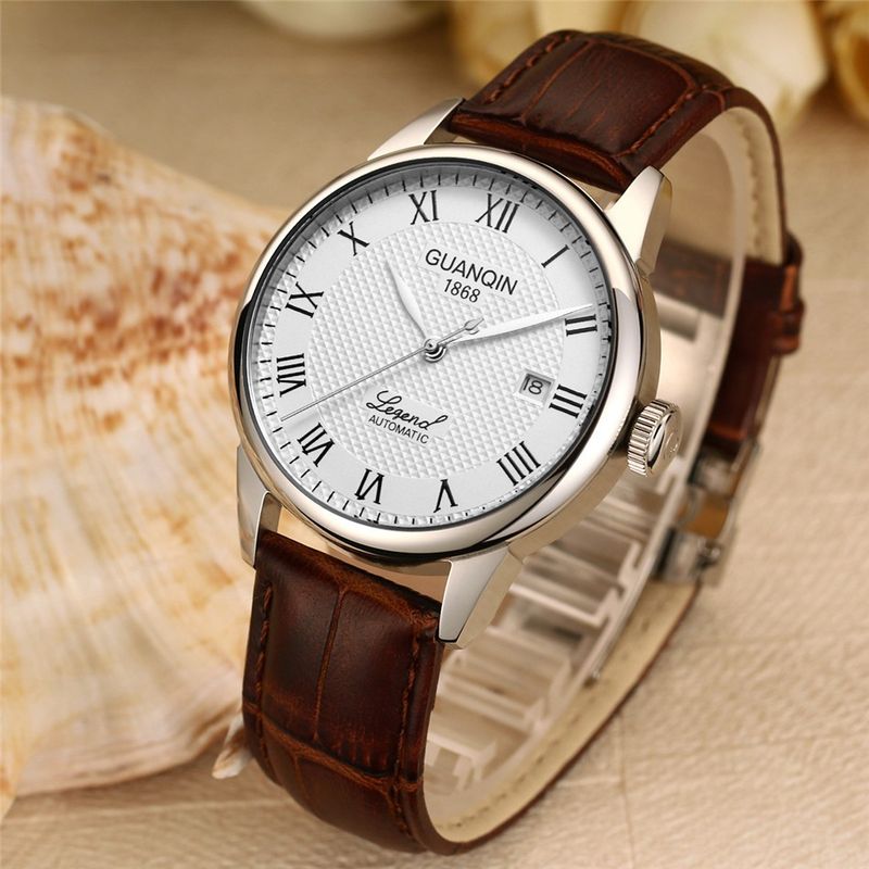 GUANQIN Mens Watches Mechanical Wristwatch Automatic Watch For Men Sapphire Glass Stainless Steel Leather Waterproof Clock Date_voghion.com