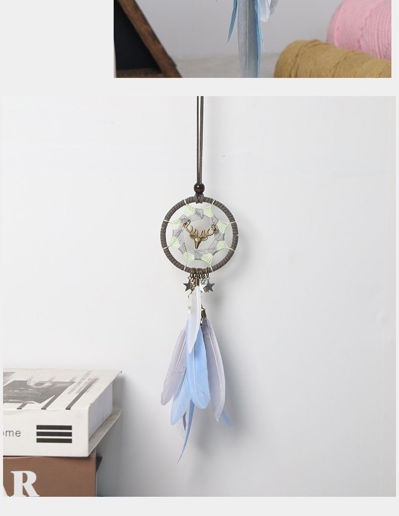 Xiaodeng Xiaodeng INS Ein Hirsch Friedens Traumfänger Auto Kreative Innendekoration Rückspiegel Hängendes Ornament Anhänger für Frauen_voghion.com