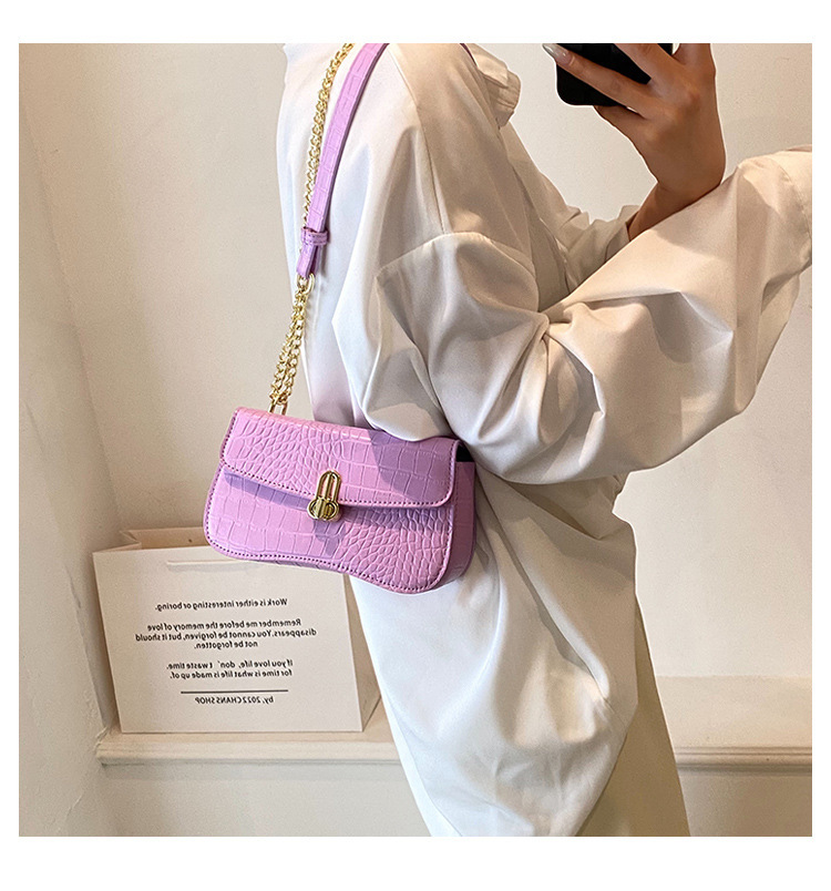 Nische Design Krokodil Muster Kette Tasche Frauen 2023 Neue Alle-spiel Kleine Quadratische schloss beutel unterarm einzelne schulter umhängetasche_voghion.com