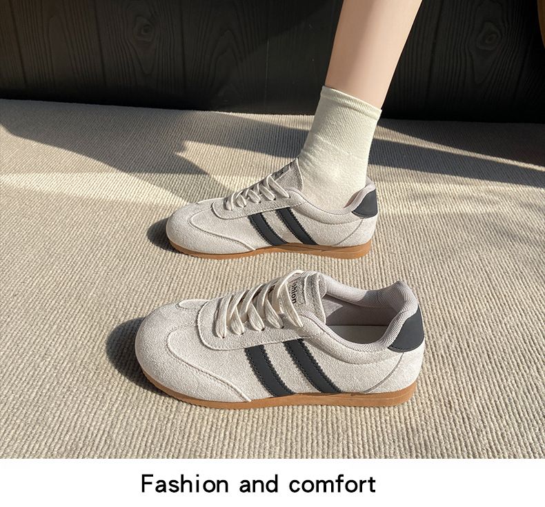 Women's Retro Training Shoes - Two-Tone Color Block Sneakers (Classic Flat Sole & Slimming Design, Casual Comfort)_voghion.com