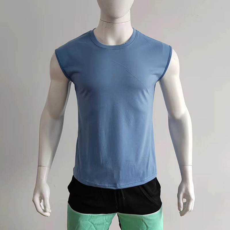Herren Sommer Ärmelloses T-Shirt Tops Casual Loose Solid Color Dünner Abschnitt Schulter Unterhemden_voghion.com