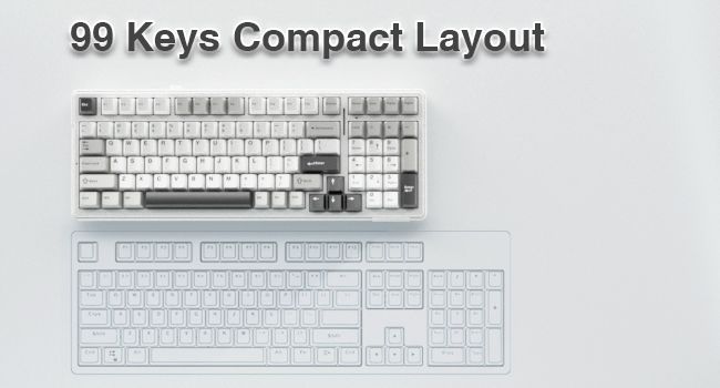 AULA F99 Wireless Gaming Keyboard, 3 Modes, 2.4 GHz/Type-C/BT5.0 Mechanical Keyboard With Five-Layer Padding Structure, RGB, 8000 MAh, QWERTY, Hot-swa_voghion.com