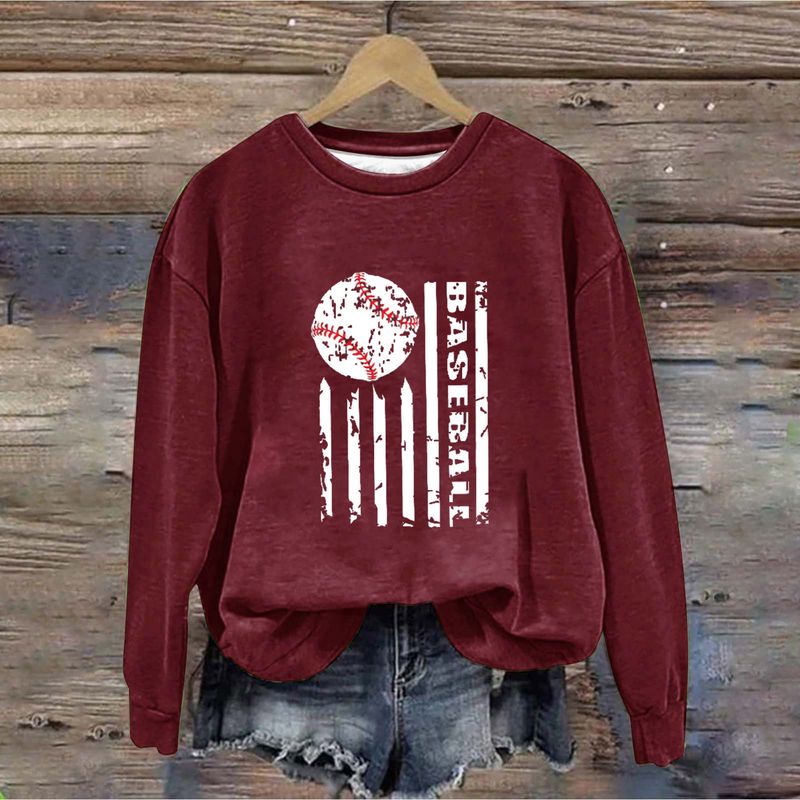 Women's Clothing Women's 3D Printed Solid Color Baseball Color + White Base 20 Sweatshirt Pullover Sweatshirt_voghion.com