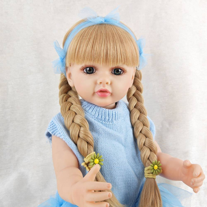 55cm Simulation Puppe Baby Ganzkörper weiche Gummi Mädchen Spielzeug langhaarige Prinzessin Geschenk Reborn Puppe Puppe_voghion.com
