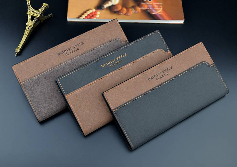 Miesten pitkä lompakko - Tyylikäs Color-Block ohut pehmeä nahkalompakko nuorille - Multi-Card Holder - Perfect Suit Accessory_voghion.com