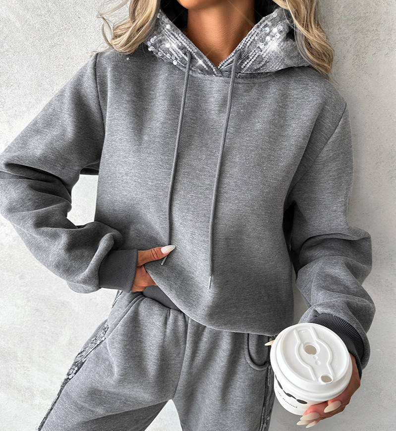 Abbigliamento donna Moda Abbigliamento donna Gilet in cotone con risvolto di perline Completo tre pezzi_voghion.com