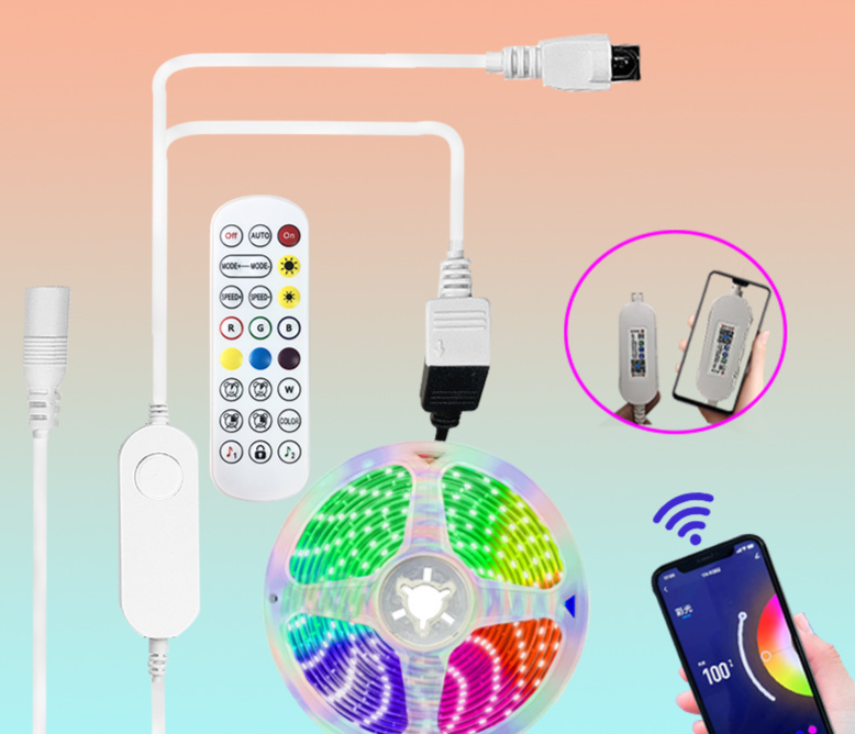 Striscia luminosa a LED Tuya, set di strisce luminose per la casa intelligente, 2835rgb5050, luce colorata con rilevamento del suono, striscia luminosa Wi-Fi e Bluetooth_voghion.com