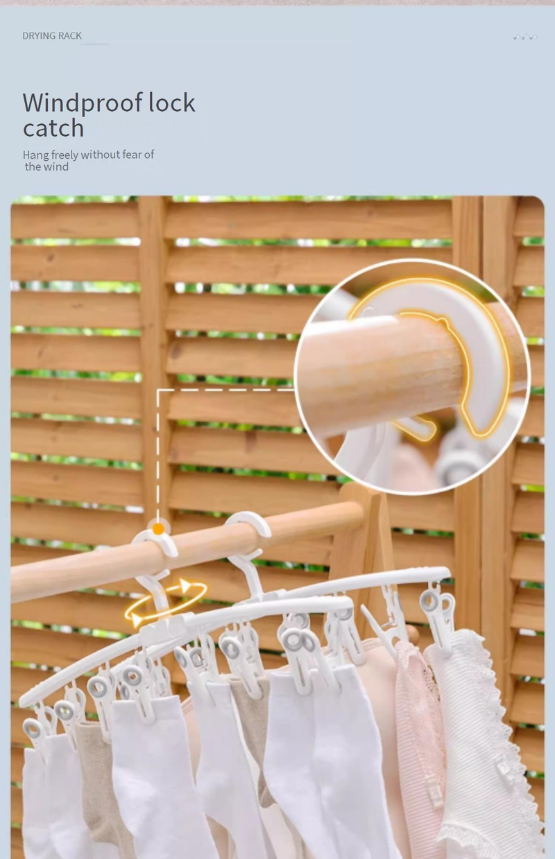 Foldable Clothes Drying Rack With 20 Clips - Space-Saving For Small Apartments (Perfect For Socks Underwear & Delicates) - Multi-Level Hanging Design_voghion.com