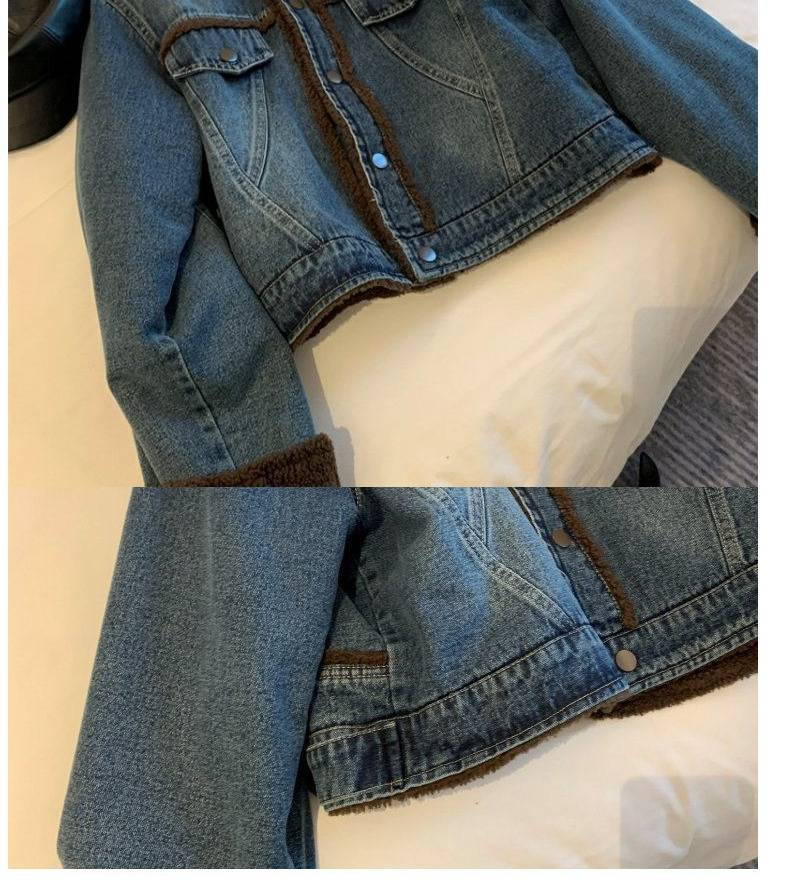 Women's Winter Lambswool-Lined Denim Jacket – Korean Oversized Style, Thickened Cotton Padding (S-2XL, Weight-Based Sizing)_voghion.com