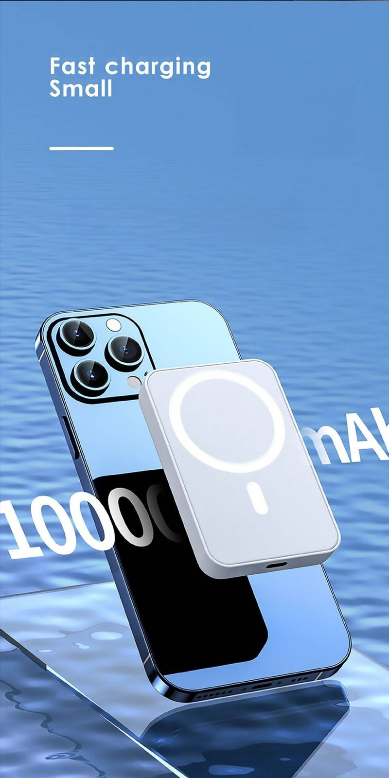 Magnetische draadloze powerbank 10000 mAh - Ultradunne, snel oplaadbare draagbare batterij met veilige klikbevestiging voor iPhone 12/13/14/15 en Android-telefoons_voghion.com
