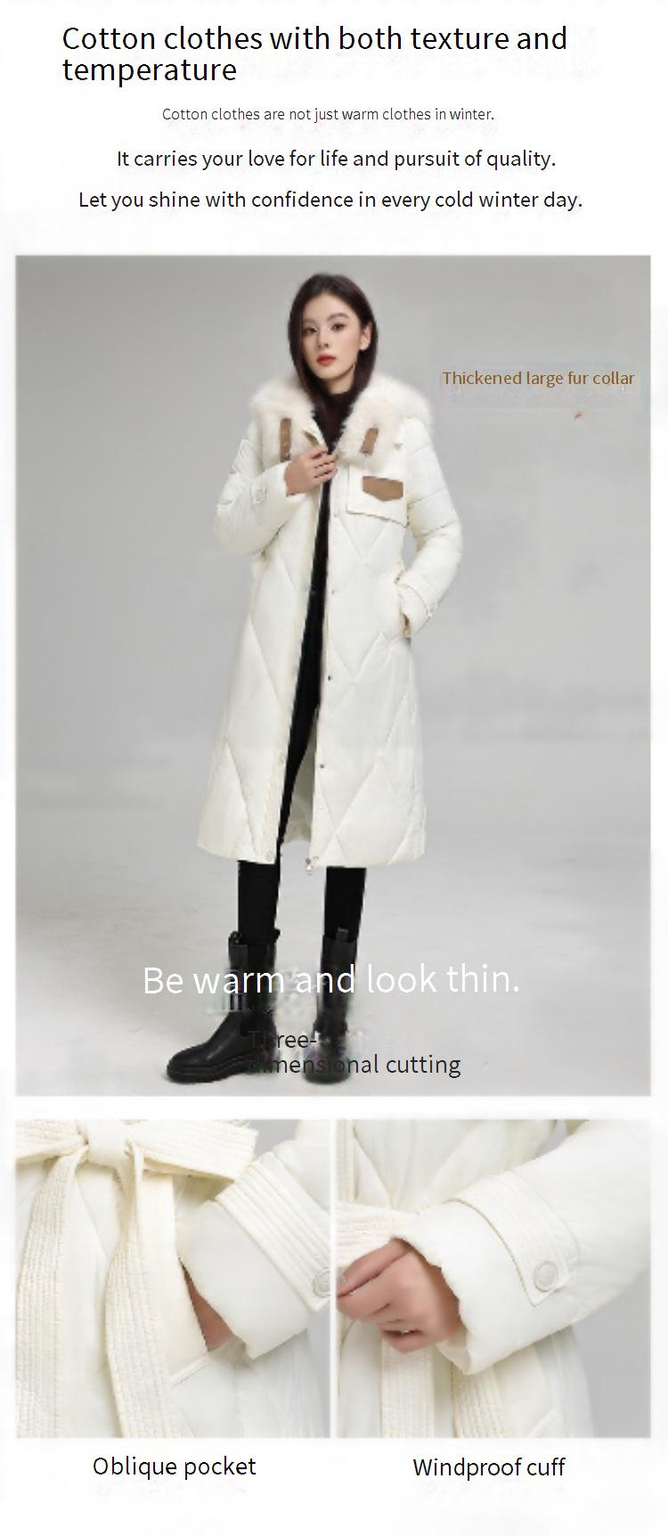 Langer Puffermantel für Damen mit Gürtel, übergroße Winterjacke mit Kapuze, verdickte Polyesterfüllung, knielanger warmer Parka für kaltes Wetter_voghion.com