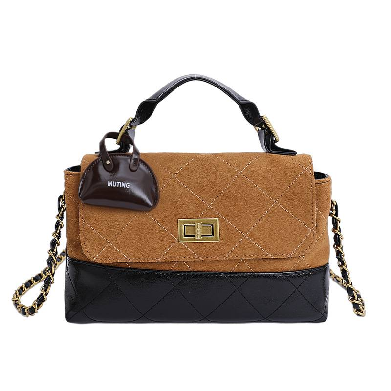 Small Square Bag Fashion Bags Color-blocking Vintage Frosted Popular Diamond Pattern Chain Single-shoulder Messenger Bag With Cross-body Strap._voghion.com