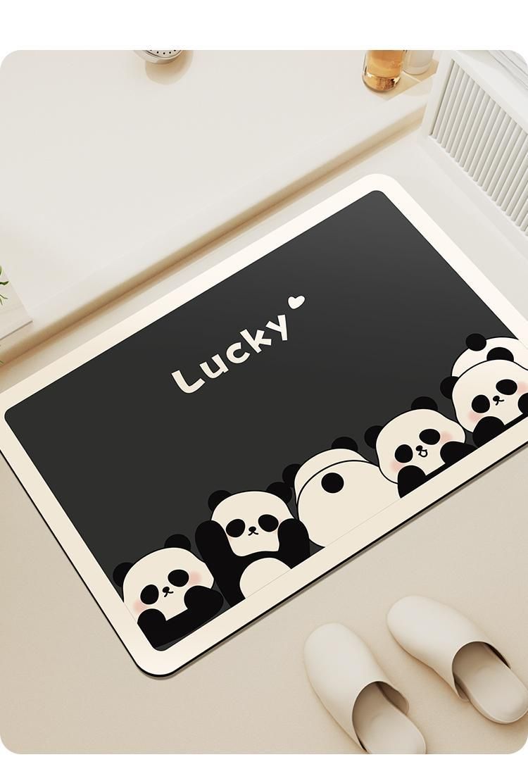 New Lucky Panda Soft Diatom Mud Mat Foot Mat Absorbent Non-slip Toilet Sink Bathroom Quick Dry (size :45*70cm)_voghion.com