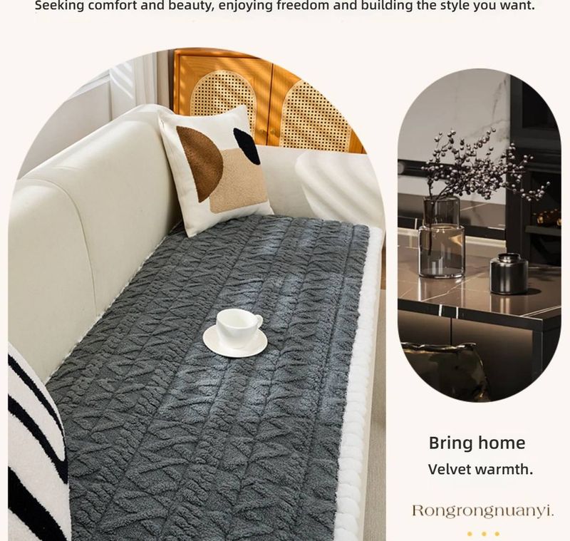 Luxury Plush Sofa Cushion Cover – Soft Velvet Fabric, Non-Slip Base, Custom Sizes For Sectional Sofas (Minimalist Style, Multiple Colors)_voghion.com