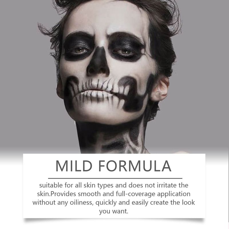 Eelhope Halloween black and white foundation paint cream easily covers skin color clown makeup effect foundation paint cream_voghion.com