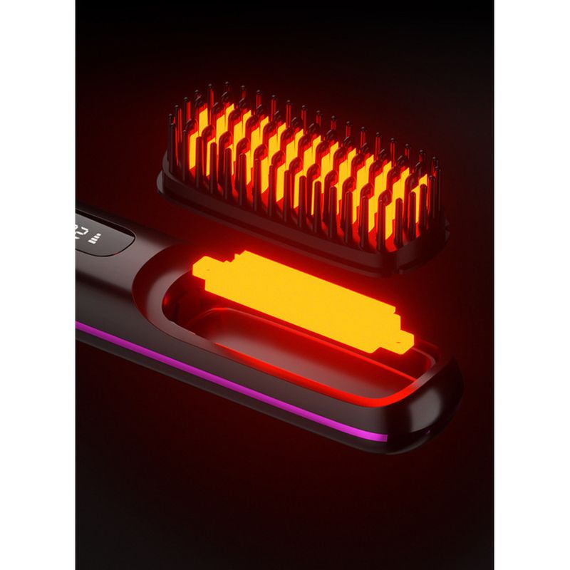 New Multifunctional Straightening Brush With LCD Display, USB Rechargeable, Ceramic Heating, Mini Wireless Portable Hair_voghion.com