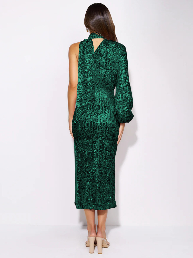 Rochie de damă Rochie de cocktail Rochie de petrecere Fustă cu crăpături și mărgele și paiete_voghion.com