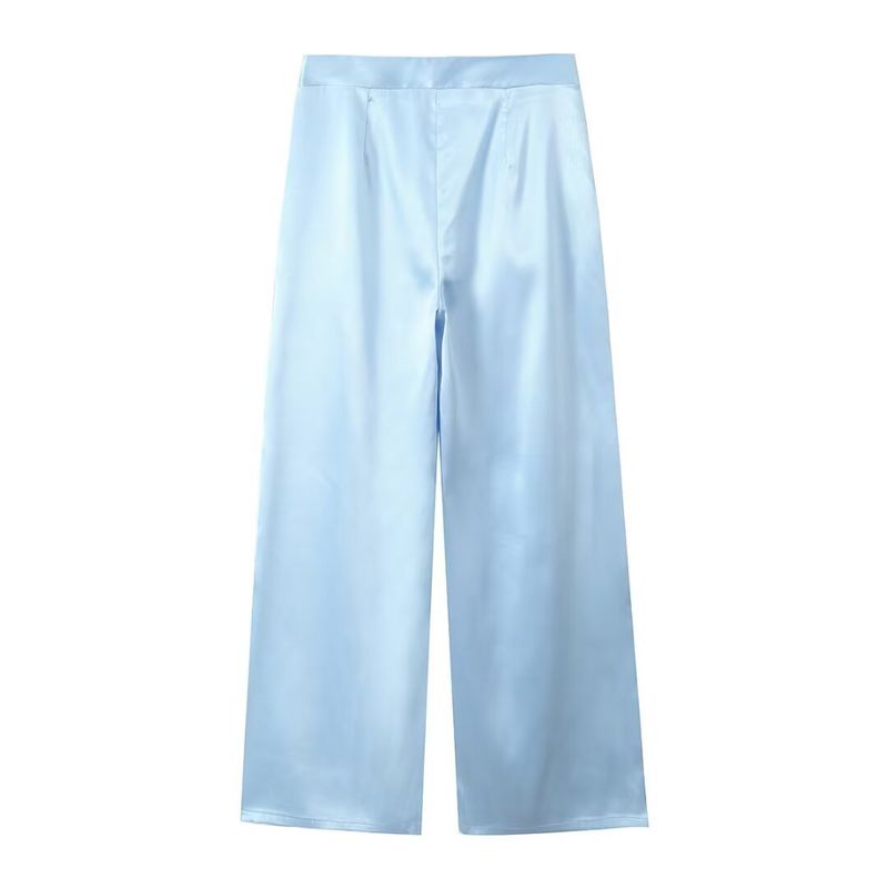 Completo top con nodo a farfalla e pantaloni in raso da donna estate 2024_voghion.com