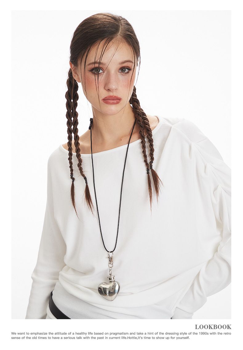 Abbigliamento da donna Top da donna con scollo asimmetrico - Camicetta avvolgente a maniche lunghe slim fit Tendenze moda più vendute_voghion.com