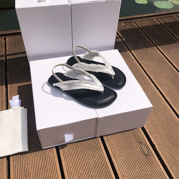 Fårskinnsversion ~ 2023 sommarnya flip-flop sandaler dam platta satin läder sandaler dam skor fiskbenshalvbricka_voghion.com