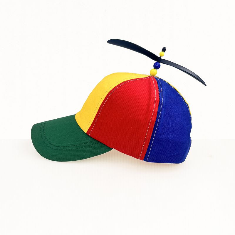 Casquette de baseball créative à hélice détachable en bambou pour enfants, pare-soleil pour printemps et été, casquette à bec de canard pour parents et enfants_voghion.com