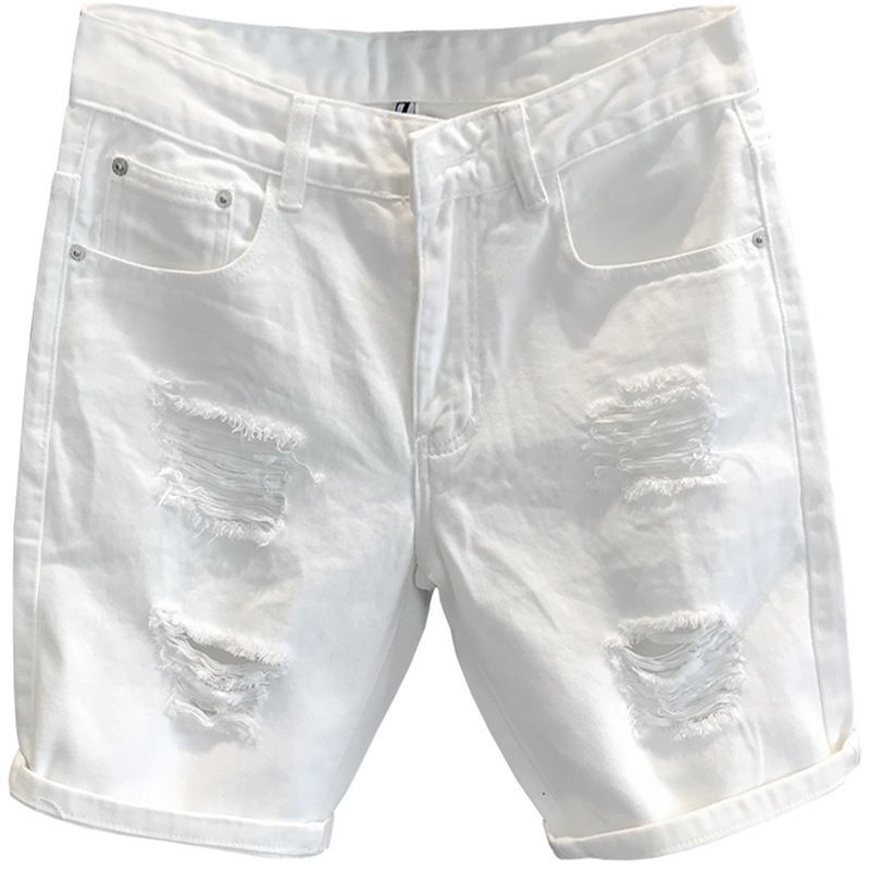 Männerkleeder Stroossemoud Wäiss gerappte Jeansshorts Männer Casual Summer_voghion.com
