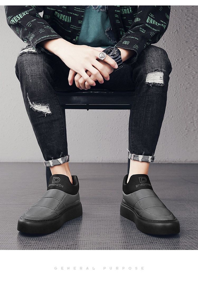 Herrenschuhe Herren Winter New Style Plus Samt Dicke Warme Wasserdichte Slip-On-Baumwollschuhe Dicke Sohle Freizeit Outdoor Arbeit Schneestiefel_voghion.com