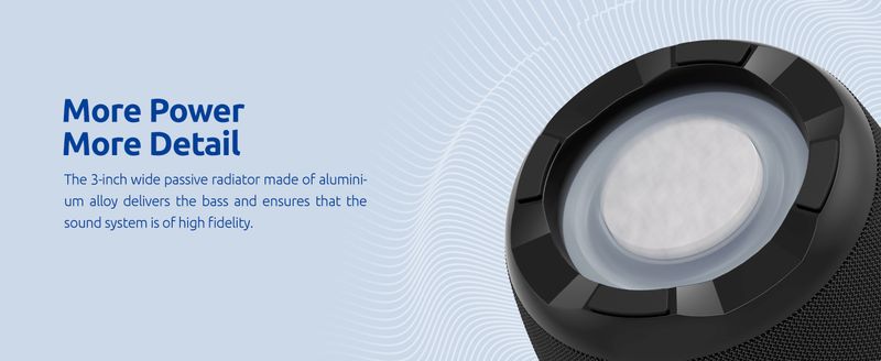 Bluetooth speaker, powerful small portable wireless speaker with FM radio, IPX6 waterproof, 5 LED light modes,_voghion.com