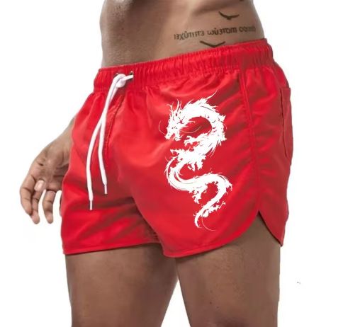 Men's Quick-Dry Polyester Beach Shorts With Dragon Print - Lightweight, Breathable Stylish For Summer Sports & Casual Wear (Multiple Colors & )_voghion.com