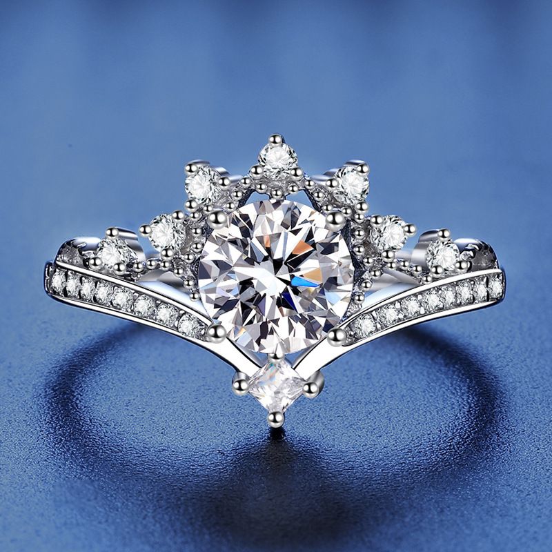 Tancise klassikaline moissanite hõbedane sõrmus naiste ehted pulmalubaduse peokink_voghion.com