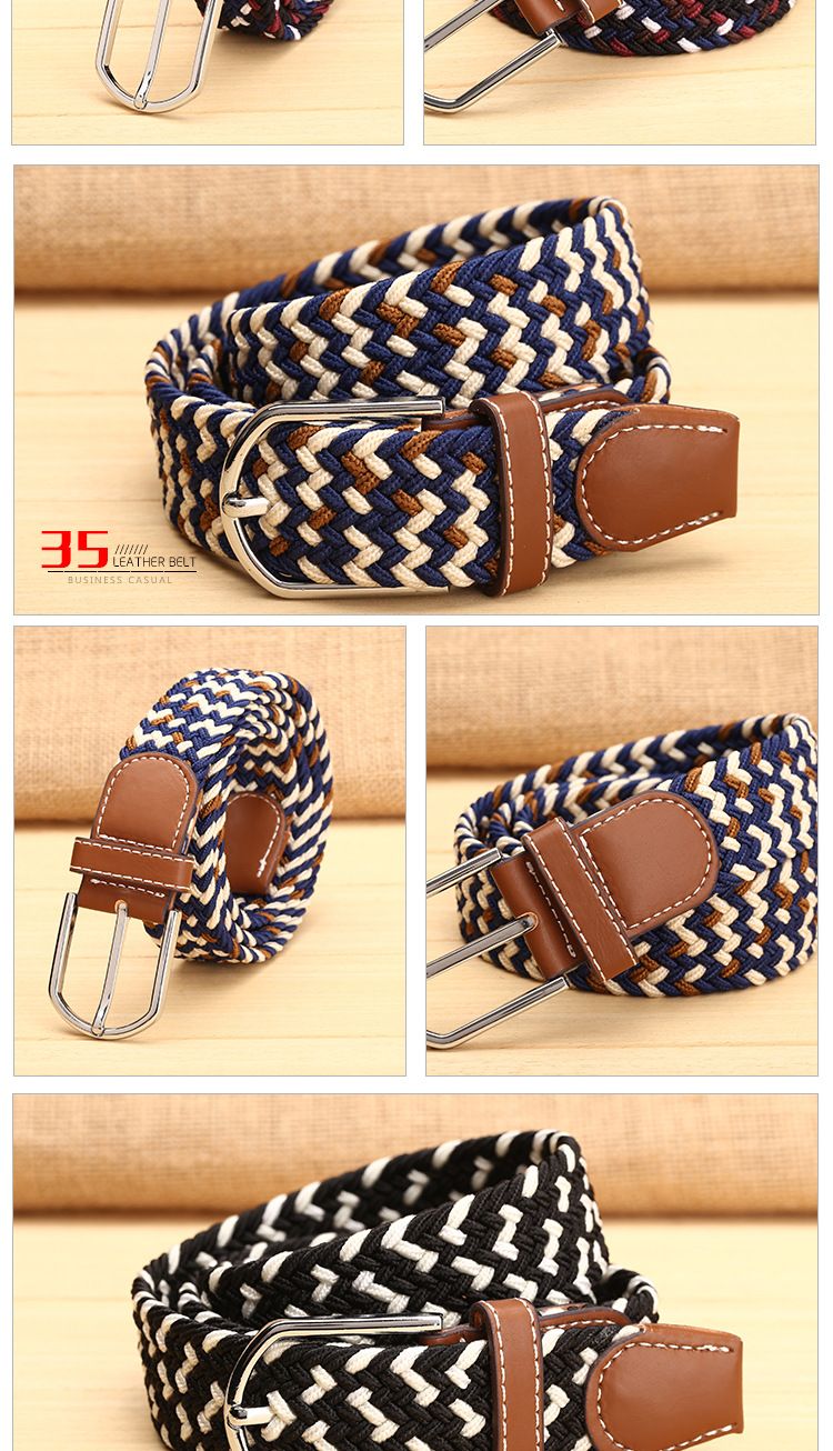 Unisex 39 color elastic woven elastic belt men's and women's belt canvas belt_voghion.com
