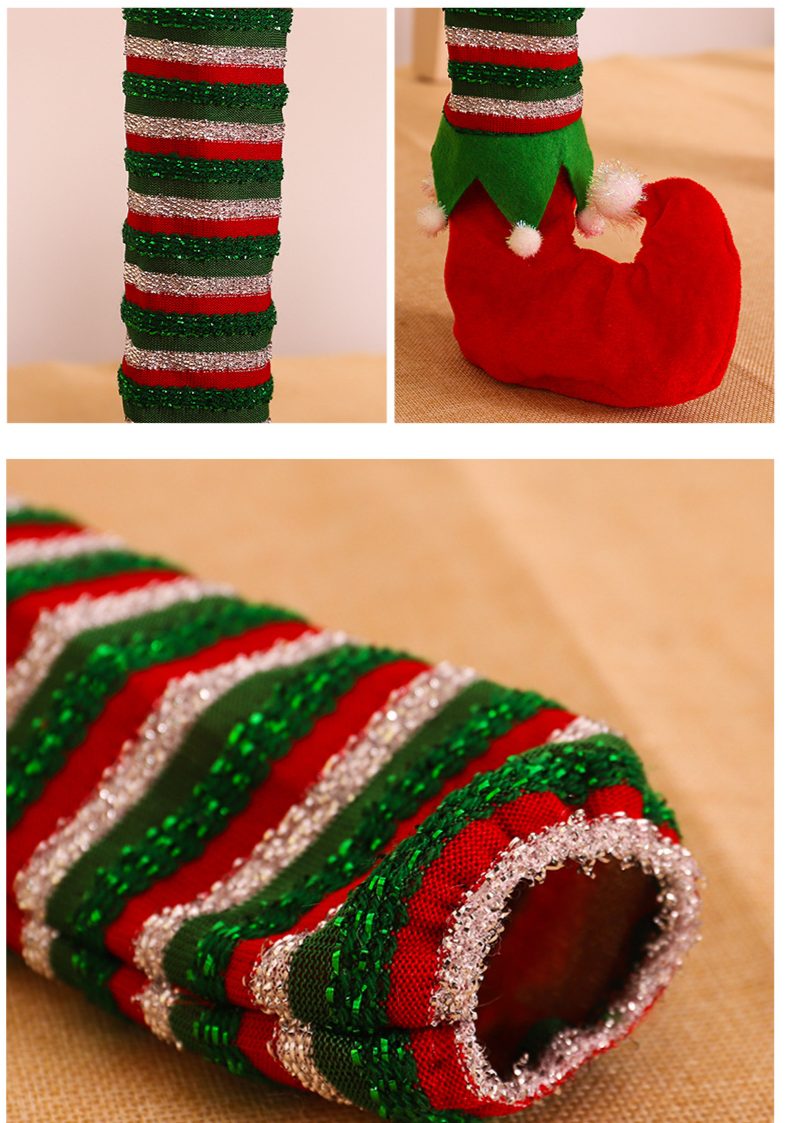 Christmas Decoration Striped Elf Table Foot Cover Chair Foot Cover Table and Chair Protective Cover_voghion.com