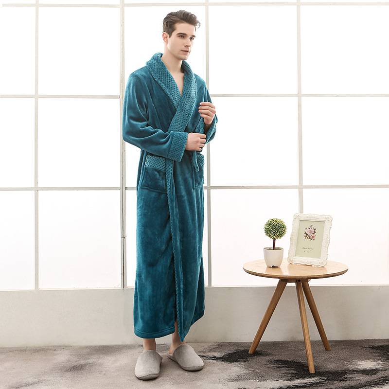 Underwear & Sleepwears Autumn And Winter Large Size Flannel Couple Robes For Men And Women Velvet Splicing Thickened And Lengthened Bathrobes_voghion.com