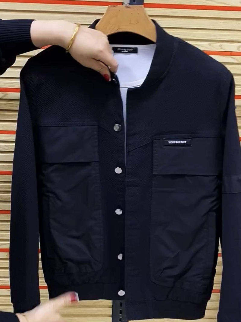 Herrenbekleidung Baseballkragen Jeansjacke Anzug Herrenmode Lockerer Freizeitsport Zweiteiliger Anzug_voghion.com