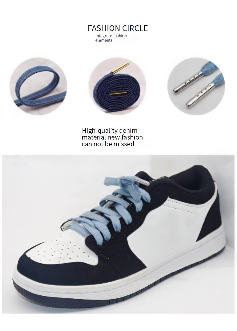 LACES Scarpe in denim di poliestere retrò chic nere blu piatte con fascia per capelli in metallo LACES_voghion.com