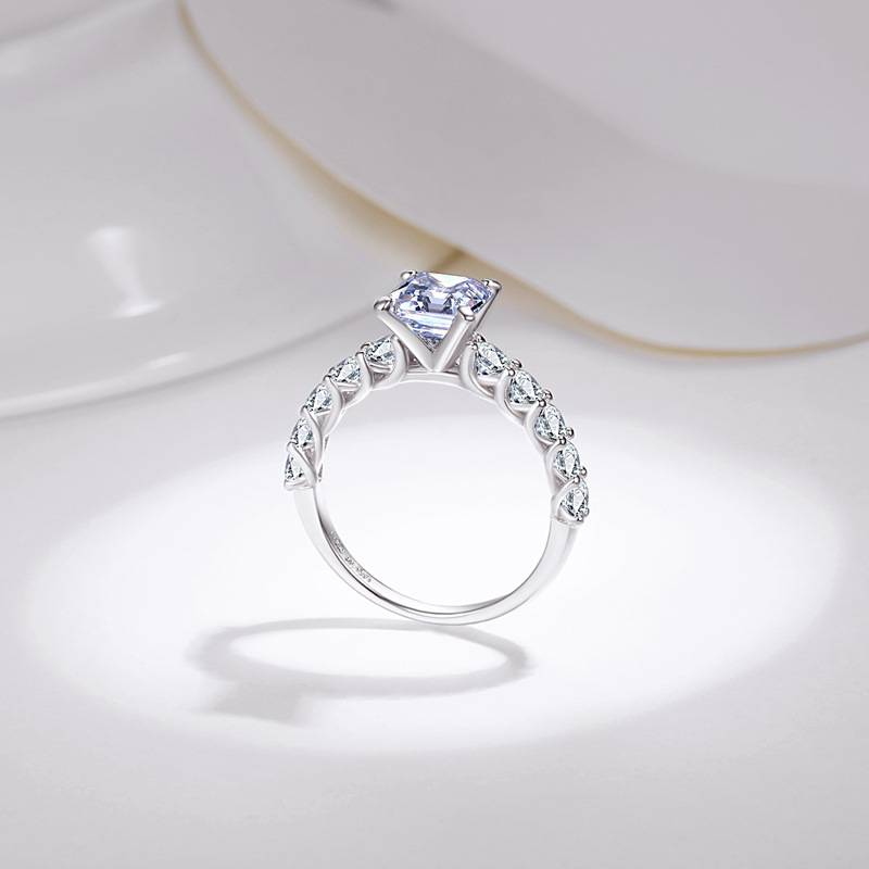 Anello in argento sterling con forma speciale per donna, anello con diamanti Asscher quadrati principessa classici e alla moda, incastonatura ad anello_voghion.com