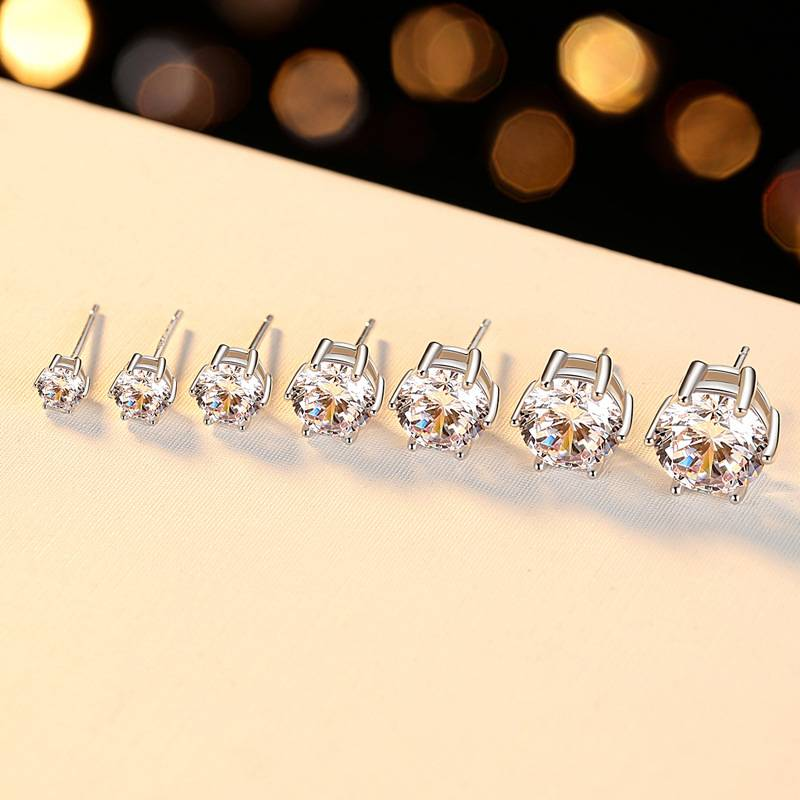 Classic Six Claw Platinum Necklace Female Simulation Diamond Simple Moissanite 1 Carat Pendant Clavicle Chain Earrings_voghion.com