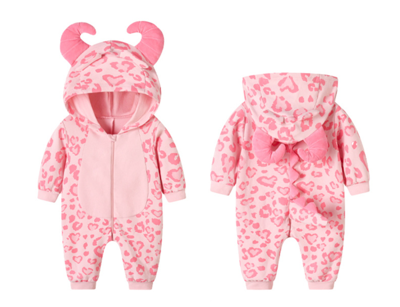 Qiletu New Spring Infant Baby Cute Pure Cotton Knitted Jumpsuit Polka Dot Little Monster Total Link_voghion.com