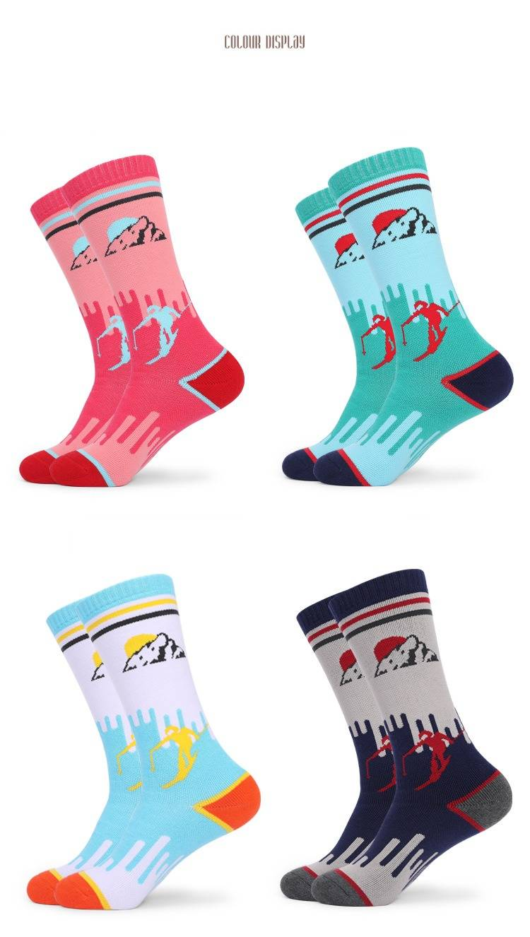 Due paia di calzini da sci per bambini, spessi, in spugna, caldi, sportivi invernali, lunghi, tubolari, deodoranti, 3-12 anni, cotone_voghion.com