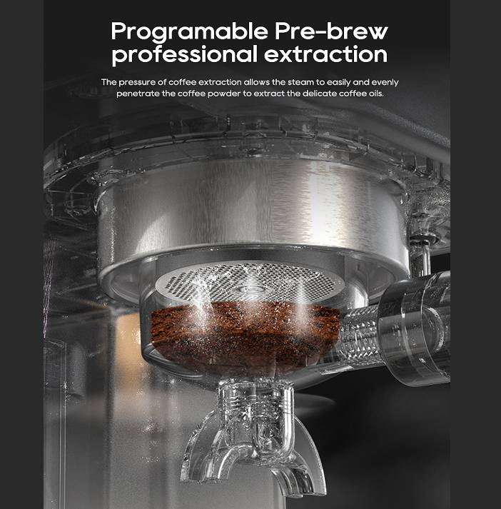 PSH10PLUS-WH-EU 1350W Halbautomatische Kaffeemaschine, 20Bar Pumpendruck, Pulverhammer, 58mm Temperaturregler, beweglicher Filter, Kalt-/Heißkonzentrat_voghion.com