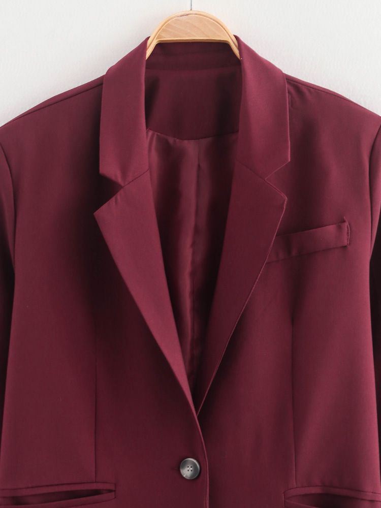 Roupas femininas estilo viajante, duas cores, bolsos decorados, abotoamento simples, cor sólida, paletó_voghion.com