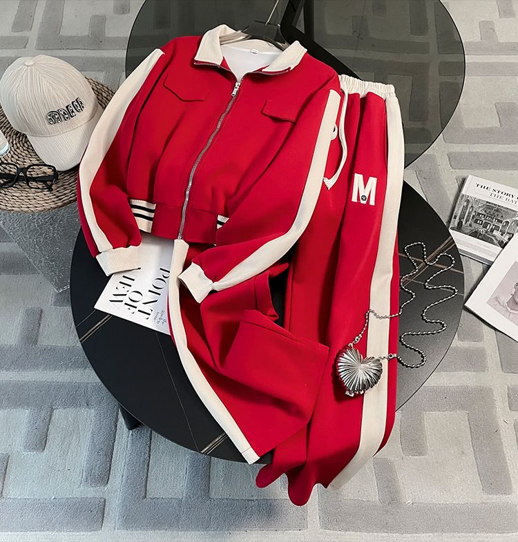 Ženska oblačila, vrhunske športne obleke za ženske, pomlad, nov stil, trendovska modna znamka, jakna, široke hlače, dvodelni komplet_voghion.com