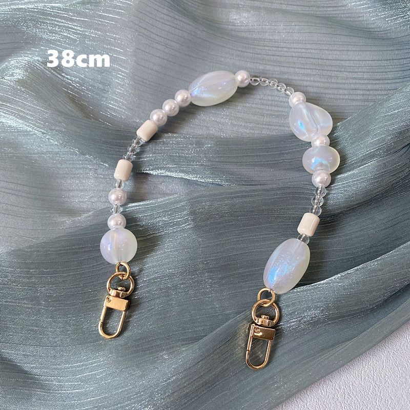 Fashion Iridescent Handmade Bead Bag Transparent Handheld Short Versatile Color-Block Multicolor Phone Chain_voghion.com